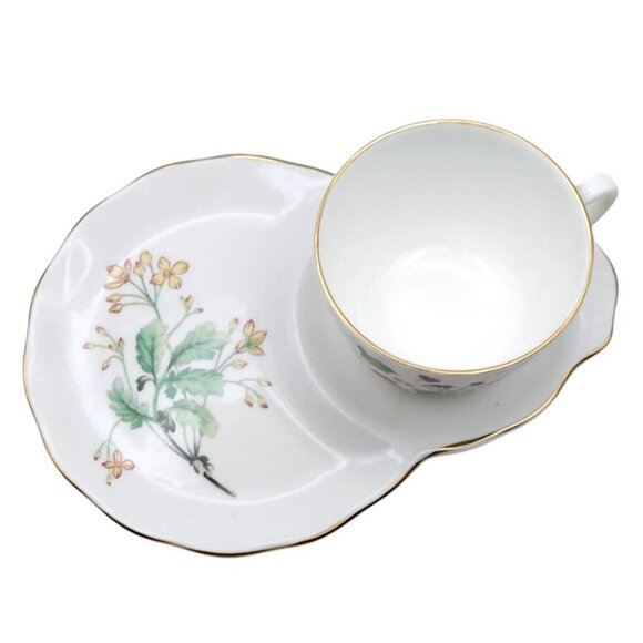 Vintage Royal Kent Staffordshire England Floral Porcelain Cup & Snack Tray Set - Picture 3 of 8